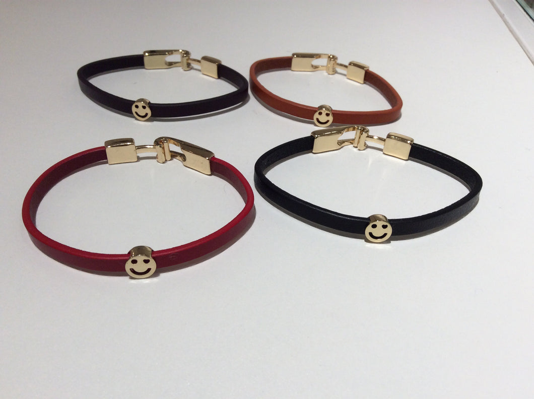 Happy Face Leather Bracelet